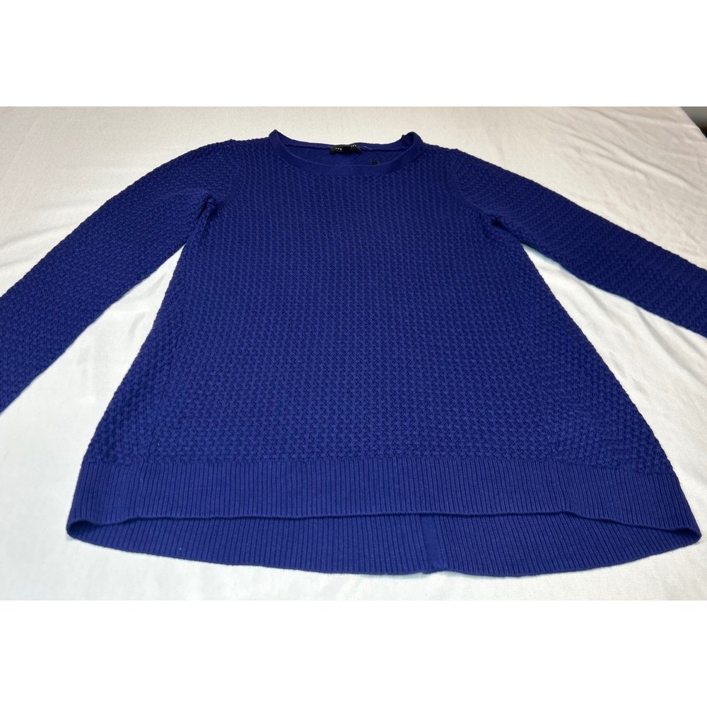 The Limited Royal Blue Button Back Textured Knit Sweater Small Cobalt Blue